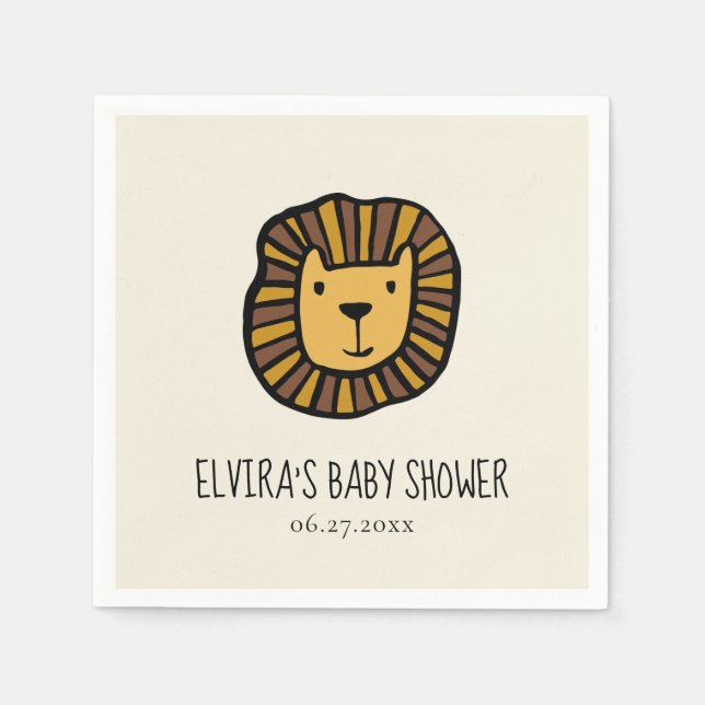 Cute jungle lion Baby shower Napkins (Front)