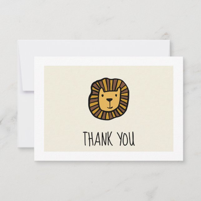 Cute jungle lion Baby shower Thank You Card (Front)