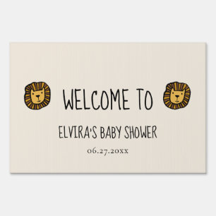 Cute jungle lion Baby shower welcome Sign