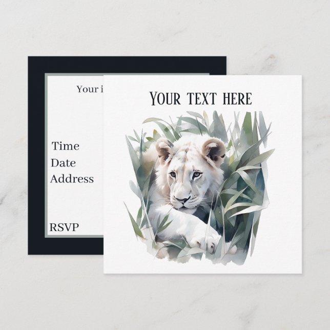 Cute Jungle lion party  Invitation (Front/Back)