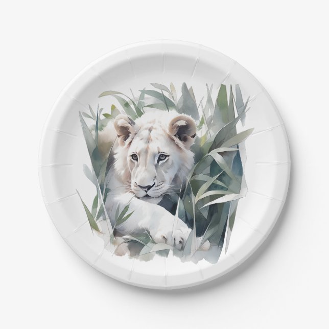 Cute Jungle lion party Paper Plates (Front)