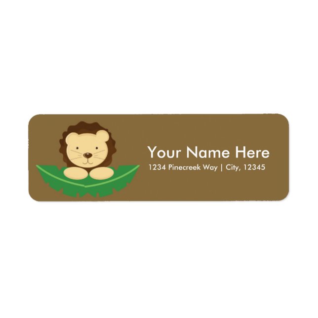 Cute Jungle Lion Safari Baby Shower Address Labels (Front)