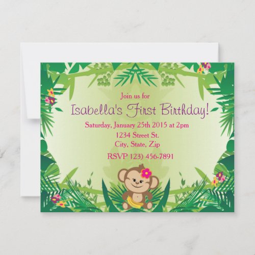 Cute Jungle Monkey Celebration Invitation