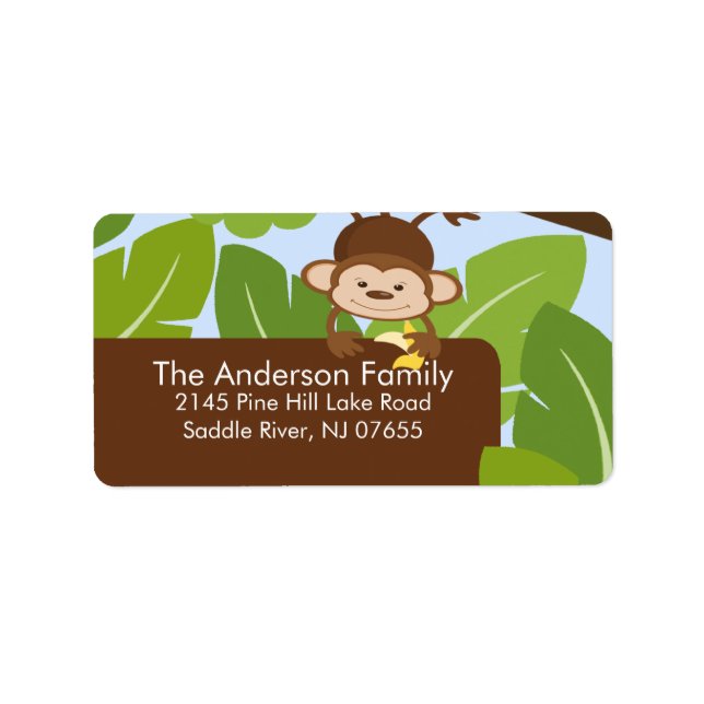 Cute Jungle Monkey Frame Address Label (Front)