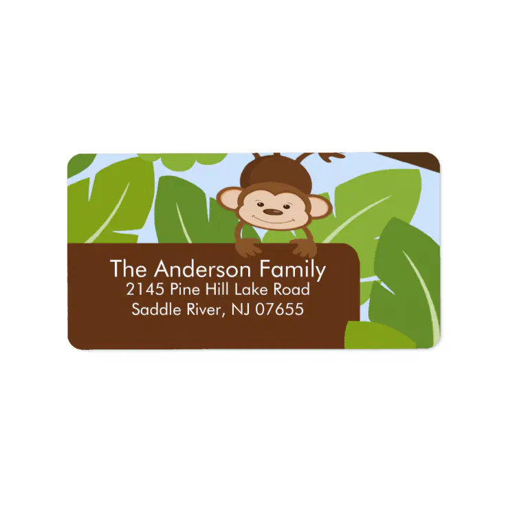 Cute Jungle Monkey Frame Address Label Zazzle