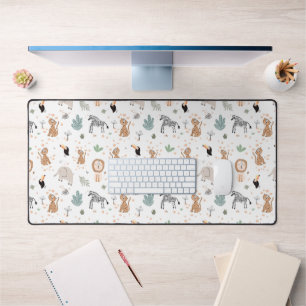 Cute Jungle Rainforest Animals Pattern Desk Mat