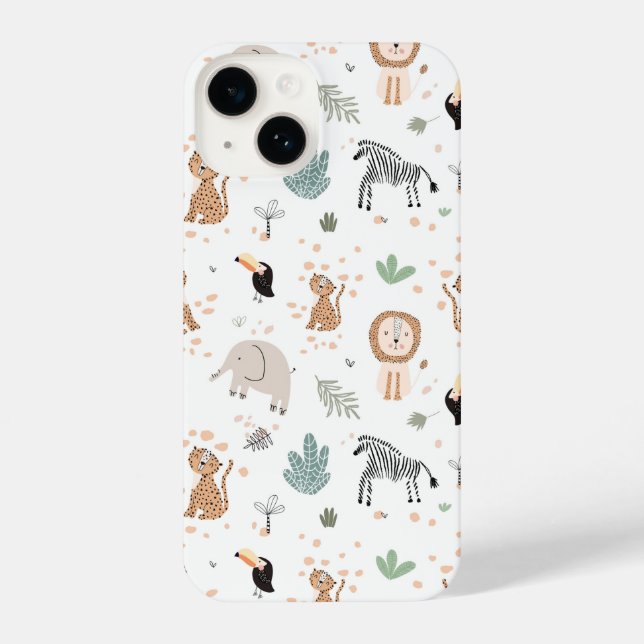 Cute Jungle Rainforest Animals Pattern iPhone Case (Back)