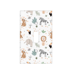 Cute Jungle Rainforest Animals Pattern Light Switch Cover
