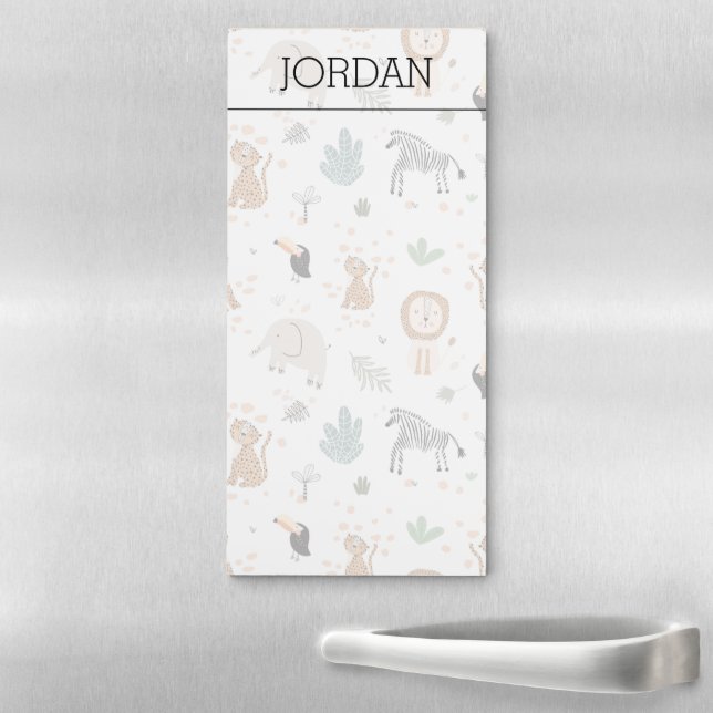 Cute Jungle Rainforest Animals Pattern Magnetic Notepad (In Situ)