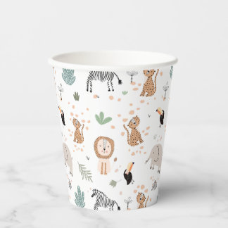 Cute Jungle Rainforest Animals Pattern Paper Cups