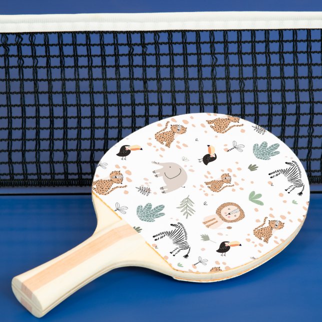 Cute Jungle Rainforest Animals Pattern Ping Pong Paddle (Insitu)