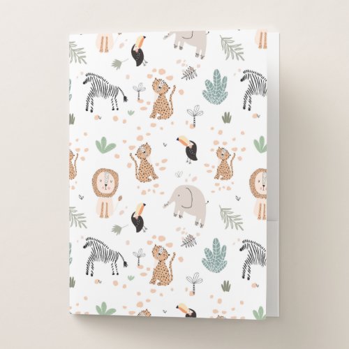 Cute Jungle Rainforest Animals Pattern Pocket Folder