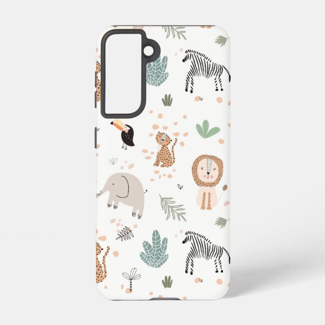 Cute Jungle Rainforest Animals Pattern Samsung Galaxy Case (Back)