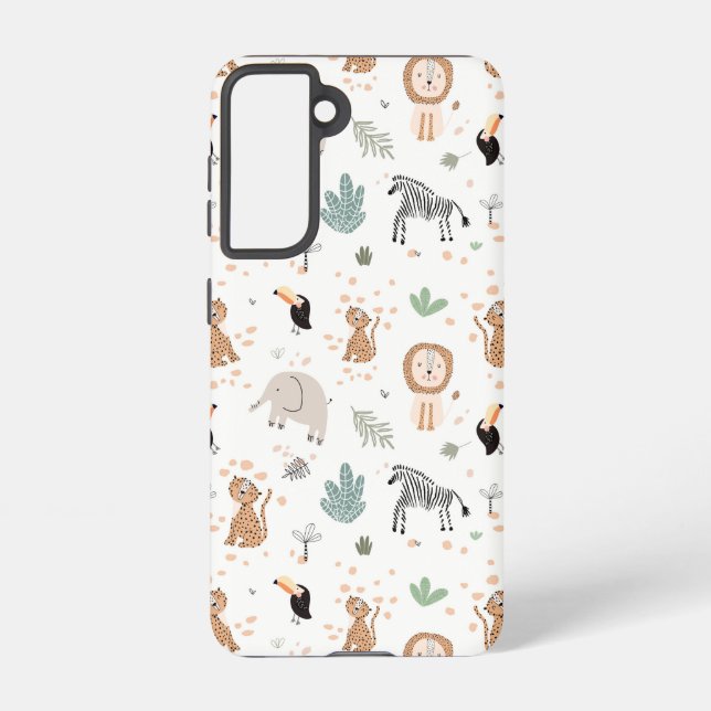 Cute Jungle Rainforest Animals Pattern Samsung Galaxy Case (Back)