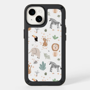 Cute Jungle Rainforest Animals Pattern Speck iPhone 14 Case