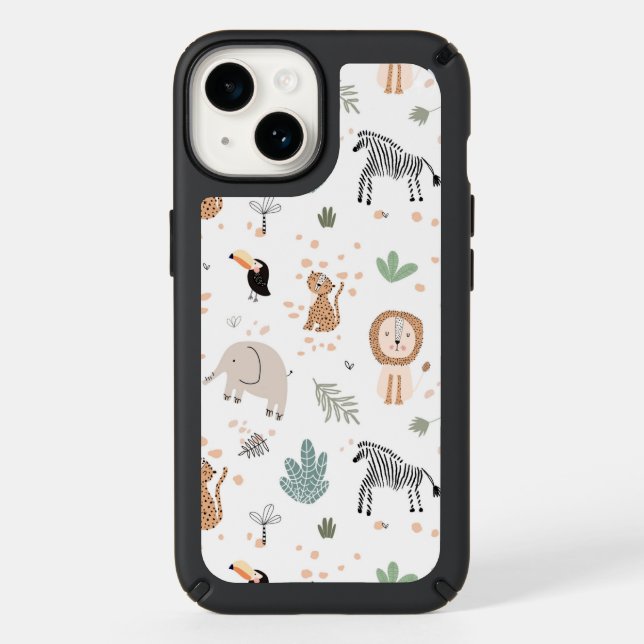 Cute Jungle Rainforest Animals Pattern Speck iPhone Case (Front)