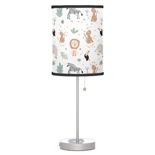 Cute Jungle Rainforest Animals Pattern Table Lamp (Left)