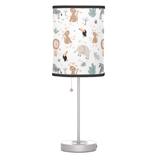 Cute Jungle Rainforest Animals Pattern Table Lamp (Right)