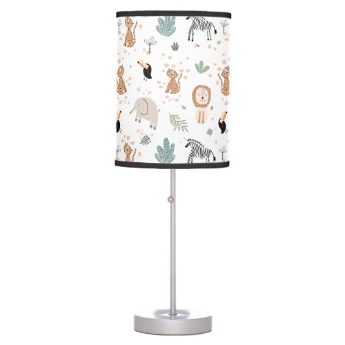 Cute Jungle Rainforest Animals Pattern Table Lamp