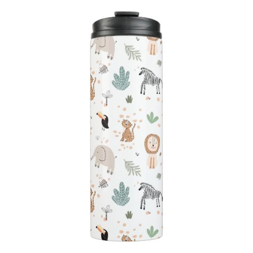 Cute Jungle Rainforest Animals Pattern Thermal Tumbler