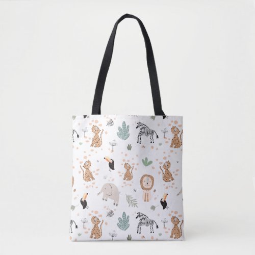 Cute Jungle Rainforest Animals Pattern Tote Bag