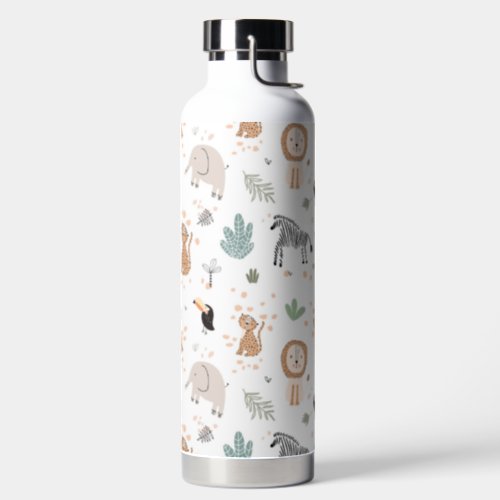 Cute Jungle Rainforest Animals Pattern Water Bottle