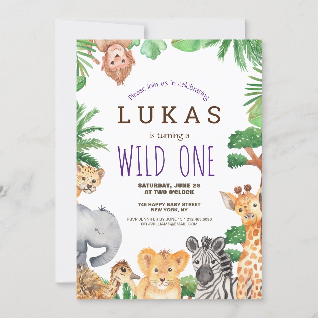 Cute Jungle Safari 1st Birthday Invitation | Zazzle