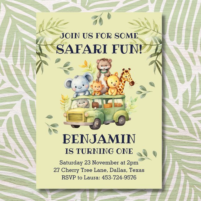Cute Jungle Safari 1st Birthday  Invitation (Creator Uploaded)