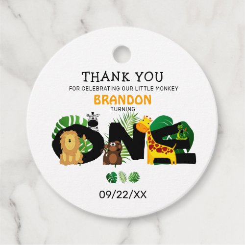 Cute Jungle Safari 1st Birthday Party Thank You Favor Tags