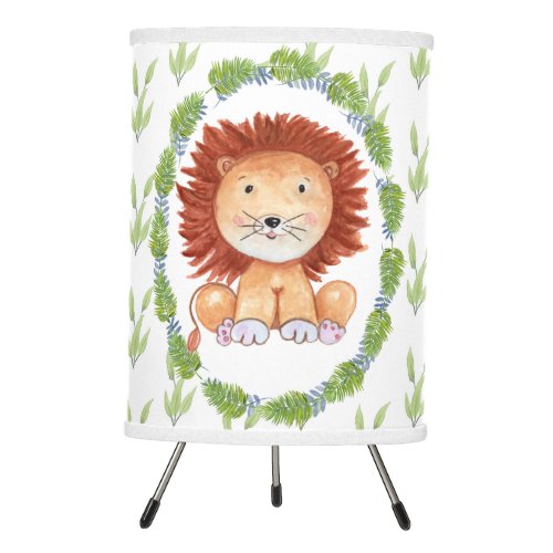 Cute Jungle Safari Animal Baby Lion Baby Nursery Tripod Lamp