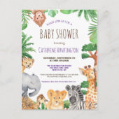 Cute Jungle Safari Animal Baby Shower Invitation Postcard (Front)