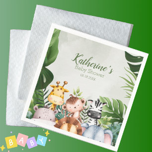 Cute Jungle Safari Animal Baby Shower Napkins