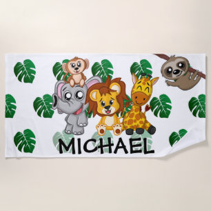Cute Jungle Safari Animal Toddler Kids Beach Towel
