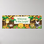 Cute Jungle Safari Animals Baby Shower Banner