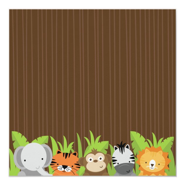 Cute Jungle Safari Animals Baby Shower Invitations