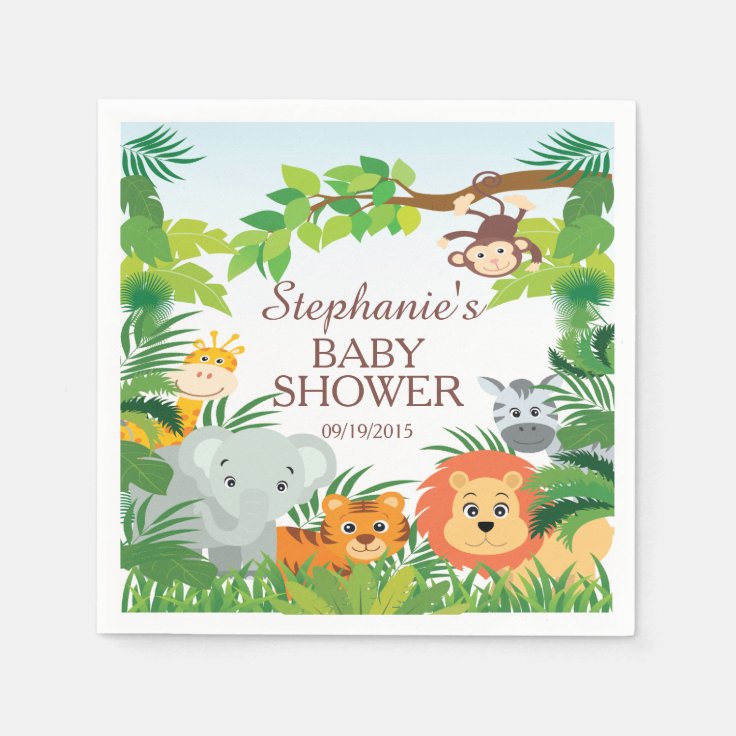 Cute Jungle Safari Animals Baby Shower Napkins Zazzle