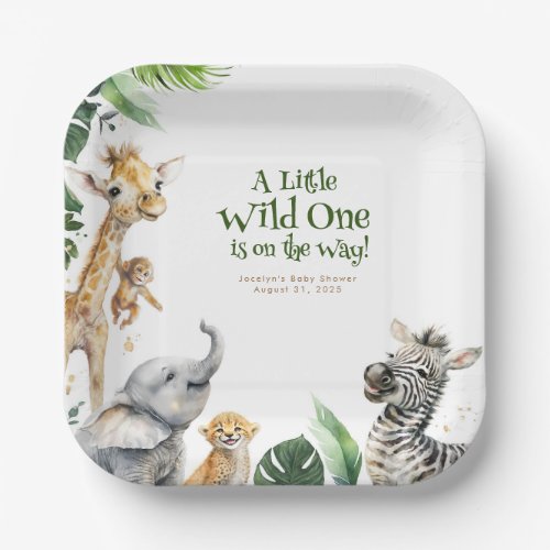 Cute Jungle Safari Animals Baby Shower Paper Plates