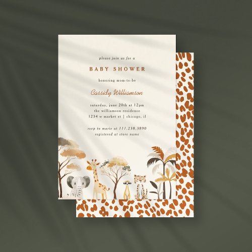Cute Jungle Safari Animals Boy Baby Shower  Invitation