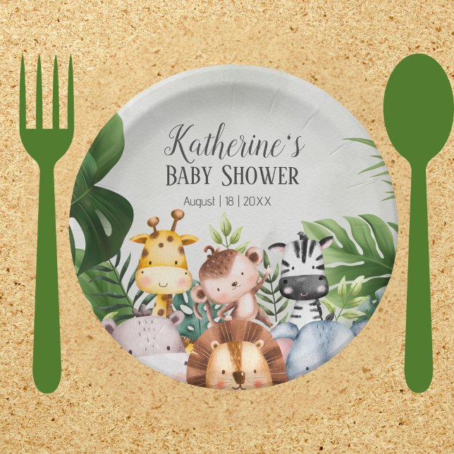 Cute Jungle Safari Animals  Forest Paper Plates (Creator Uploaded)
