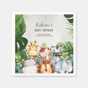 Cute Jungle Safari Animals Sticker Napkins