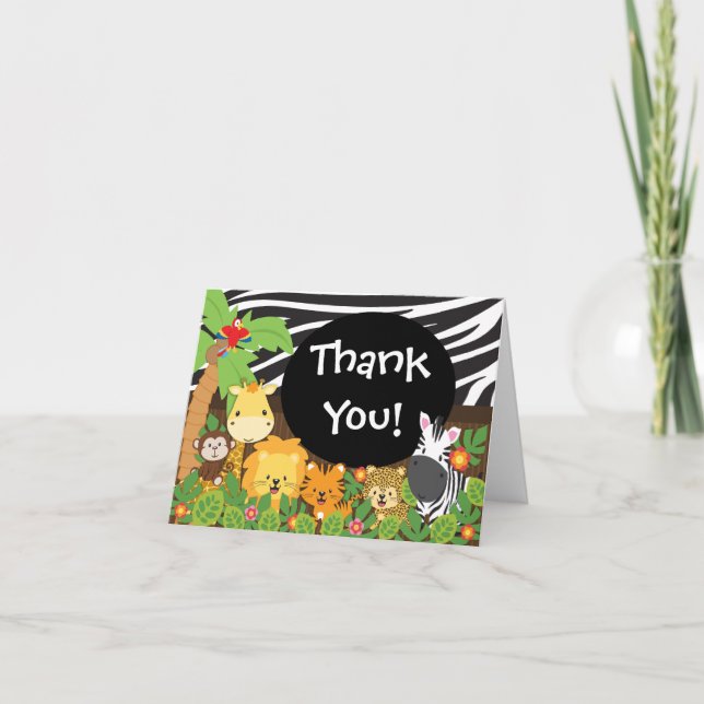 Cute Jungle Safari Animals Thank You (Front)