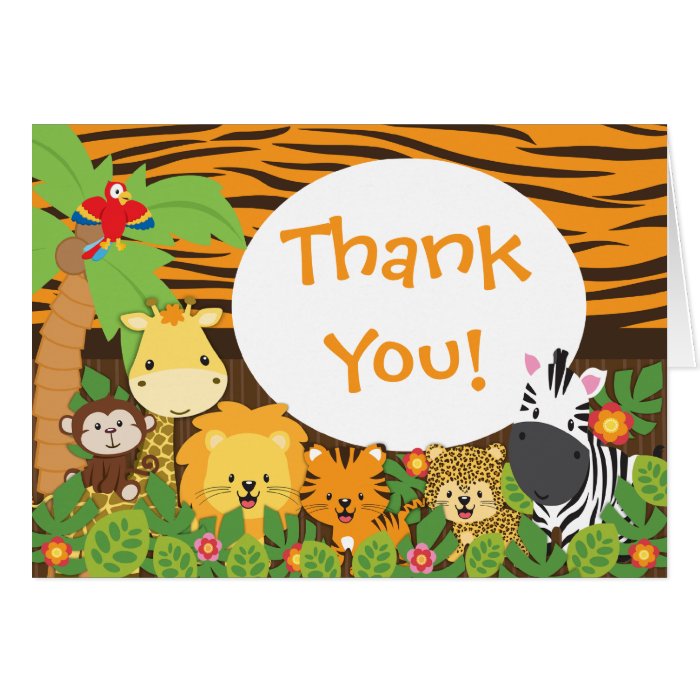 Cute Jungle Safari Animals Thank You Greeting Card