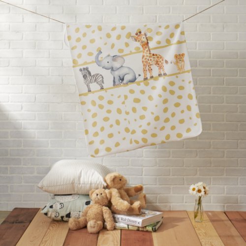 Cute Jungle Safari Baby Animals  Baby Blanket