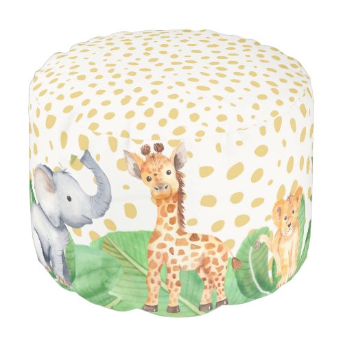 Cute Jungle Safari Baby Animals Baby Nursery Pouf