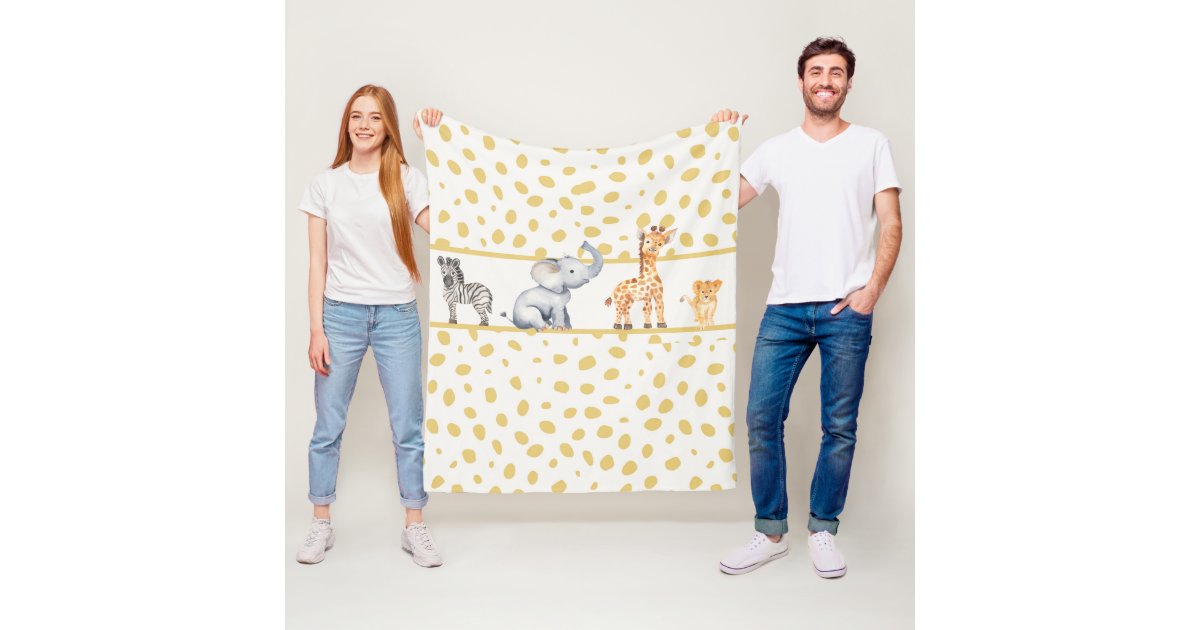 Cute Jungle Safari Baby Animals Fleece Blanket | Zazzle