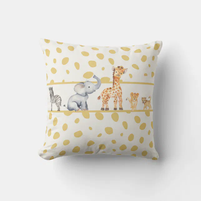 Cute Jungle Safari Baby Animals Throw Pillow Zazzle
