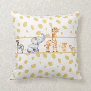 Cute Jungle Safari Baby Animals Throw Pillow