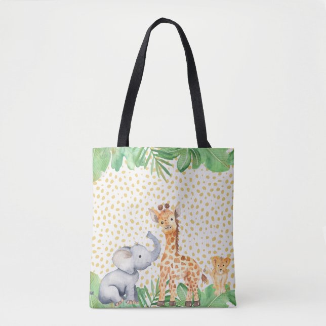 Cute Jungle Safari Baby Animals Tote Bag (Front)