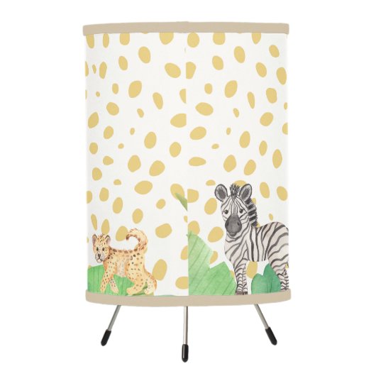 Cute Jungle Safari Baby Animals Tripod Lamp (Back)