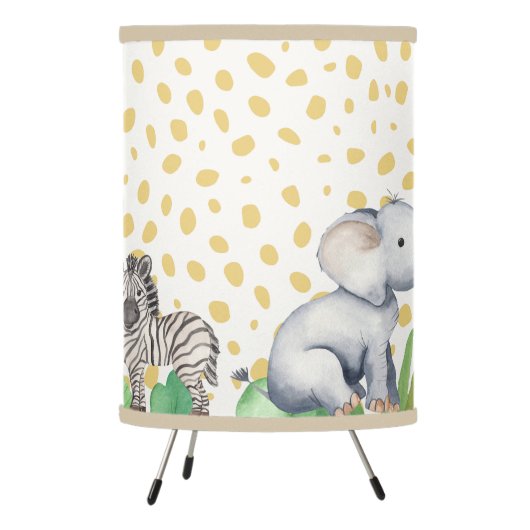 Cute Jungle Safari Baby Animals Tripod Lamp (Left)